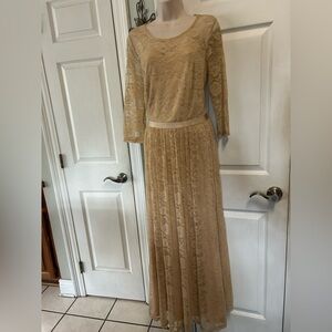 Wedtrend Elegant Lace Women Dress in Ecru Long Formal Mother of Bride Groom